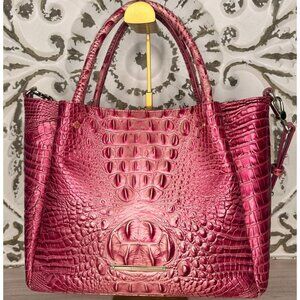 SOLD Brahmin Pink Croc Embossed Satchel Metallic Melbourne Leather Bag